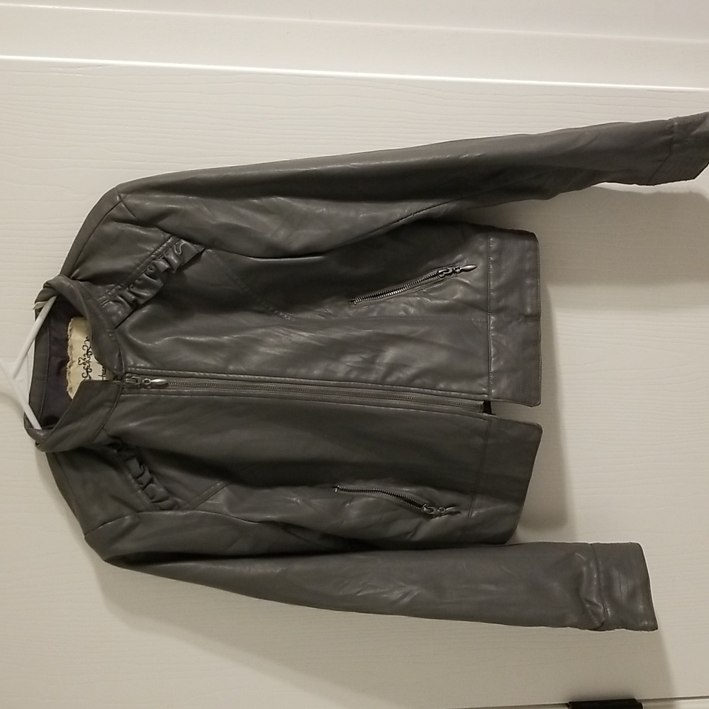 Heart Soul Gray Moto Jacket Large